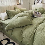 elvesmall INS Style Minimalist Solid Color Duvet Cover Soft Two Person Comfortable Bedding Set Luxurious Hotel Apartment Home Decoration