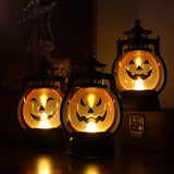 elvesmall Halloween Pumpkin Lights Decorative Kerosene Lanterns LED Handheld Lamp Pumpkin for Table Camping Garden Yard Decorations