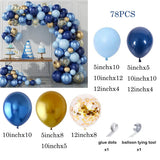 elvesmall Navy Blue White Balloons Arch Garland Kit Silver Confetti Ballon First Birthday Party Decorations Graduation Wedding Baby Shower