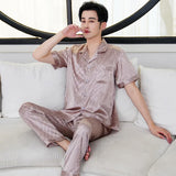 elvesmall  Brand Design Pajamas Men Summer Ice Silk Home Wear Set Male Thin Satin Sleep Clothing Night Suit Gentlemen Pyjamas Breathable