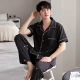 elvesmall  High Quality Pyjamas Men Spring Summer Pure Cotton Breathable Pajamas Short Sleeved Cardigan Casual Male Home Cloth Suit Youth