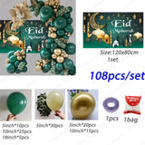 elvesmall  73/108pcs Eid Mubarak Backdrops Balloon Set Ramadan Kareem Decoration Background Garland Muslim Islamic Festival Party Deco