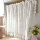 elvesmall  1PC Little Daisy Ruffle Short Curtains for Small Window White Drape Cabinet Kitchen Study Rod Special Blinds #E