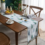 elvesmall Christmas Tree Table Runner Winter Holiday Xmas Elk Table Path,Dining Cloth Placemat New Year Home Kitchen Rustic Decorations