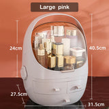 elvesmall  Multifunctional Dustproof Cosmetics Storage Box Space Capsule Cosmetic Case Transparent Skincare Shelves Dust Belt Handle