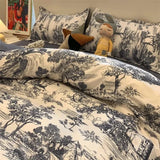 elvesmall Ins Nordic Flower Duvet Cover Set With Pillowcase Fashion Design Bed Flat Sheet Girls Women 3/4pcs Bedding Set Twin Queen Size