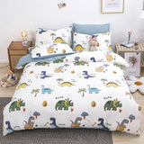 elvesmall  Kawaii Kids Bedding Set Soft Cotton Flat Fitted Sheet Duvet Cover Pillowcases Single Queen Cartoon Boy Girls Dormitory Bed Linen