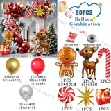 elvesmall Decorations Christmas Balloons Garland Arch Red Metallic Gold With Gingerbread Man Stars Foil Balloon For Christmas Party Decor