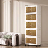elvesmall Multi-Layer Folding Storage Cabinet, Double Door Storage Box, Transparent Shelf, Home and Bathroom