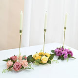 elvesmall 20CM Candlestick Garland Wreath Artificial Rose Candle Holder Flower Ring Home Party Wedding Table Decoration