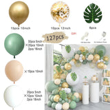 elvesmall  Retro Green Balloon Garland Arch Kit Wedding Birthday Balloons Decoration Party White Balloons For Baby Shower Decor Supplies