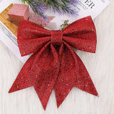 elvesmall 1/2PC Christmas Bows Hanging Decorations Gold Silver Bowknot for Christmas Tree Glitter Ornaments Pendant Xmas Gift Decoration