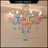 elvesmall European Children's Room LED Chandeliers Macaron Color Pendant Light Kids Room Boys Girls Bedroom Decor Ceiling Lamps Lustre