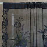 elvesmall Black Floral Lace Pull Curtain Roman Lifting Sheer Voile Drape Door Small Window Kitchen Porch Partition
