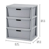elvesmall Sterilite Storage Box Organizer 3 Drawer Cross-Weave Tower Cement