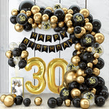 elvesmall Black Gold Balloon Garland Arch Kit Confetti Latex Balloon Happy 18 30 40 50 Year Old Birthday Party Decor Adults Anniversary