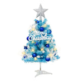 elvesmall Hot Sale 45/60cm Mini Christmas Tree With lights Blue Christmas Tree Desktop Mini Christmas Miniature Pine With Ornaments