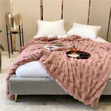 elvesmall  High End Faux Rabbit Fur Winter Warm Blanket Soft Thicken Warmth Sofa Blanket for Throw Home Comfortable Plush Blankets for Beds