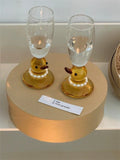 elvesmall Creative Cartoon Cute Happy Duckling Water Cup Pearl Necklace Decorative Glass European-style Transparent Champagne Cups Fashion