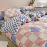 elvesmall Vintage Floral Duvet Cover Set No Filler with Flat Sheet Pillowcases Single Double Queen Size Girls Ins Korean New Bedding Kit