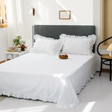 elvesmall White Flat Sheet Thickened 100% Cotton Bedding Sheets queen Lotus Leaf Flat Bed Sheet Duvet cover and pillowcases quilt case