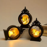 elvesmall Halloween LED Wind Night Light Portable Pumpkin Ghost Lantern Bar Desktop Ornament Halloween Decor Props Party Supplies DeskLamp