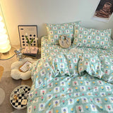 elvesmall  Fresh Style Bedding Set 100% Cotton Bed Linen Set for Home постельное бельё набор Soft Duvet Cover Pillowcase with Bedsheets