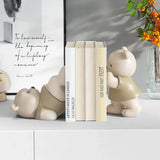 elvesmall Bear Book End Figurine Cream Style Cute Little Decorations Living Room Hallway Wine Cabinet  Bookcase Home Decor Birthday Gift