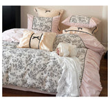 elvesmall  Winter 100% Cotton Korean Princess  Bedding Set Thickened Retro French Duvet Cover Sets Flower Bed Skirt  Skin-friendly Fabrics