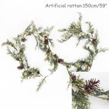 elvesmall Artificial Christmas Garland Wreaths Pine Needles Berry Cone Rattan Home Party Decoration Hanging Ornament Fireplace Wall Decor