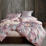 elvesmall Duvet Cover Set Vintage Hippie Floral Pattern Luxurious Pink Queen Size Soft Bohemian Bed Bedding Sets Shabby Chic Print