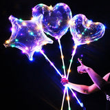 elvesmall 1 Set LED Clear Balloon Transparent Bobo Balloon with Led Light Round Heart Star Shape Ballons Globos for Birthday Party Decor