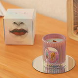 elvesmall 6.35OZ Luxury Decoration Candle Scented Candle In Glass Jar Unique Stripe Large Aromatic Candle for Wedding Roman Decoration