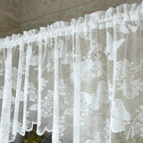 elvesmall 1pc Butterfly Lace Curtains for Kitchen Cafe Curtain Valance Door Panel Rustic Sheer Voile Window Treatment Valance