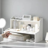 elvesmall Upgrade Storage with Two-Layer Desktop Organizer Shelf for Home and Office Ins-Style Rack for Books and Stationery