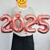 elvesmall 1set Linking Gold Silver 2025 Balloons Aluminum Foil Balloons For New Year Festival Party Anniversary Party Wedding Party Decora