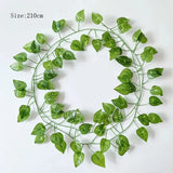 elvesmall 2.1m Artificial Plant Vine Green Ivy Leaf Garland Silk Wall Hanging Vine Home Garden Decoration Wedding Party DIY Garland Leaves