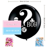 elvesmall Boy or Girl Gender Reveal Party Decoration 36'' Giant Black Latex Balloon Blue Pink Confetti Baby Shower Globos Supplies