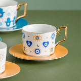 elvesmall  -  Blue Eye Ceramic Coffee cup European Fashion Coffee cup Dish Set Home Afternoon Tea Tea Cup tea cups and saucer sets  coffee cup