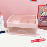 elvesmall Kawaii Large Capacity Transparent Drawer Type Desktop Organizer Desk Storage Box Pen Holder School Cute Office Stationery