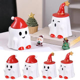 elvesmall Halloween Themed Ceramic Coffee Cup With Lid Cartoon Elf Style Cute Ghost Halloween Perfect Gift