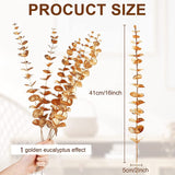 elvesmall Golden Artificial Plants Eucalyptus Leaf Home Christmas Decor Living Room Desk Decor Party Wedding Holiday Flower Arrangement