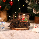 elvesmall Santa Claus Snowman Christmas Gift Crystal Sequins Christmas Eve Music Box Train Crystal Ball Ornaments Desktop Decoration