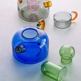 elvesmall Colorful Glass Teapot Mug With Handle High Borosilicate Heat-resistant Boil Water Tea Sets  Kettle  Water Cup Bottle