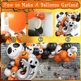 elvesmall 94 Piece Halloween Balloon Wreath Arch Set with Black and Orange Colorful Confetti Eyeball Balloons, Suitable for Halloween Part