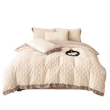 elvesmall Winter A thick milk velvet four-piece warm rabbit velvet solid color sheets quilt coral velvet bedding kit