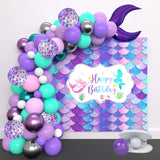 elvesmall Macaron Purple Green Blue Latex Balloons Mermaid Arche Ballon Anniversaire Happy Birthday Globos Party Decoration Girl Arch Kit