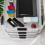 elvesmall Plastic Storage Box with Durable Lid and Seal and Secure Latching Buckles - 4 Pack