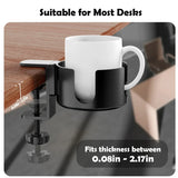 elvesmall Desk Cup Holder , Universal Adjustable Upgraded Arm Clamp Stand for Coffee Mugs, Water Bottles