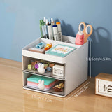 elvesmall 1PCS 2-laye Creative Pen Holder Transparent Drawer Rabbit Storage Box Children Girls Student Office Bedroom Desktop